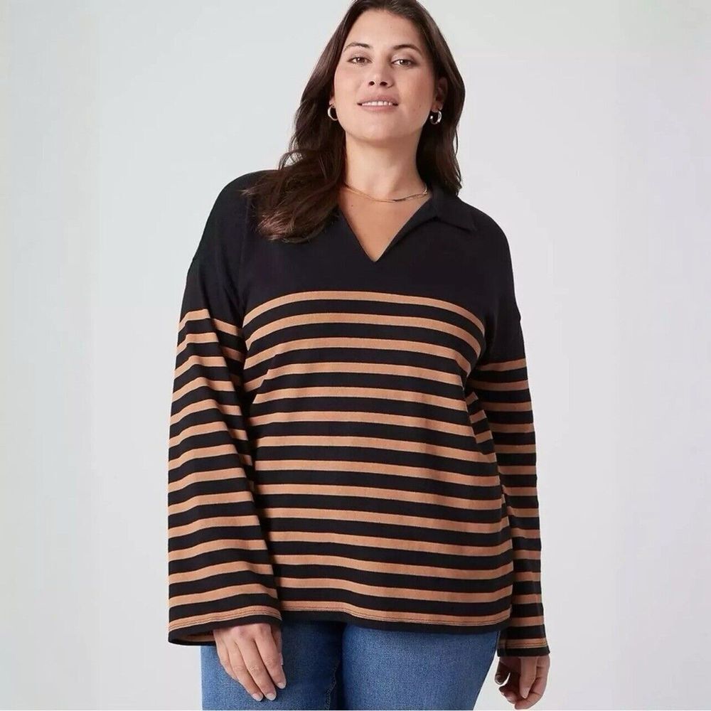 LANE BRYANT Striped Relaxed Long Sleeve Drop Shoulder‎ Sweater 18/20